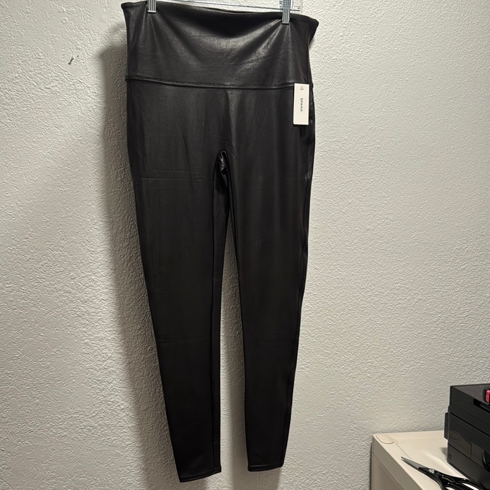 SPANX Black High-Waisted Faux Leather Leggings